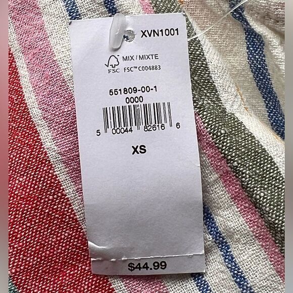 Old Navy Sleeveless Striped Linen Blend Colorful V-Neck Midi Tank Dress. XS. NEW - Picture 7 of 9